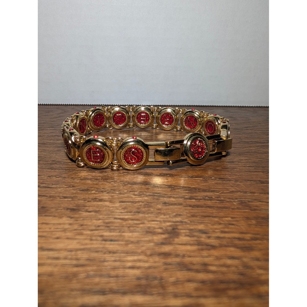 Camrose & Kross Link Bracelet Gold Red Enamel Non Relinques Non Relinquam JBK